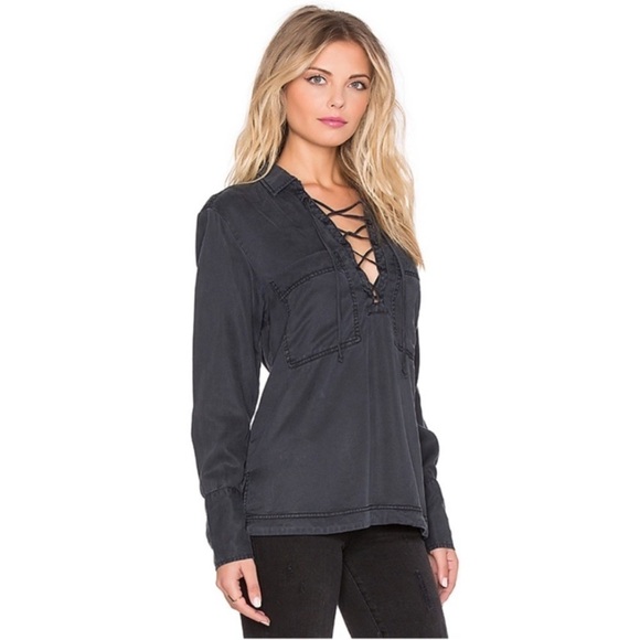 Free People Sexy Tencel Lace Up Shirt - Picture 1 of 14